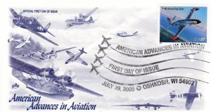 U.S. 2005 Advances in Aviation (10) on Colorful Artcraft First Day Covers  VF