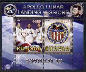 RWANDA - 2009 - Lunar Landings, Apollo 16 - Perf 2v Sheet - MNH - Private Issue