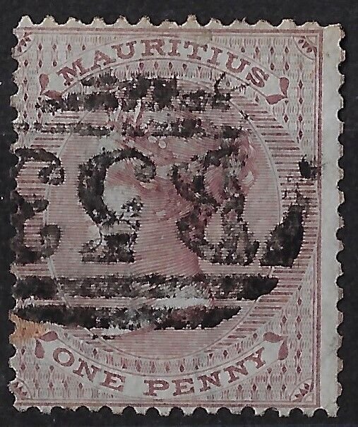 Mauritius 1863 QV 1d purple-brown used. wmk CC, SG 56/ Sc 32, CV £20     (a1239a