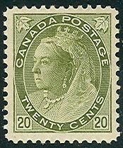 CANADA #84 20¢ olive green, og, LH, XF, Scott $600.00