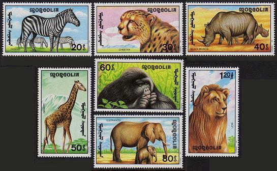 Mongolia 1996-2003,MNH.Michel 2293-2300,Bl.171. African animals:Zebras,Cheetah,