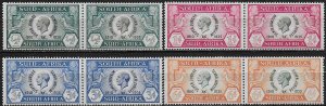 1935 South Africa Silver Jubilee 4 pairs MNH SG n. 65/68