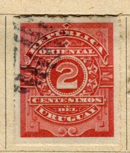 URUGUAY; 1888 early classic rouletted issue fine used 2c. value