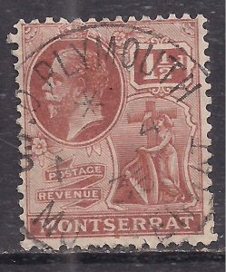 Montserrat 1922 KGV 1 1/2d Red Brown used SG 69 ( C381 )