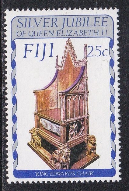 Fiji # 372, Queen Elizabeth's Silver Jubilee, King Edwards Chair, Mint NH,