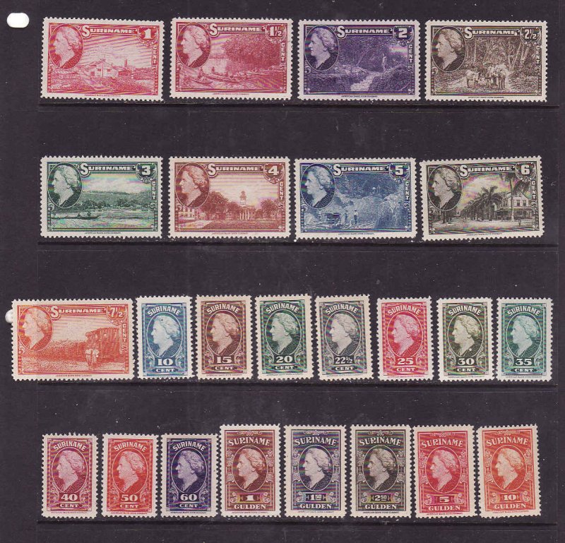 Surinam-Sc#184-207-unused hinged set-Queen Wilhelmina-1945- S/H fee reflects c