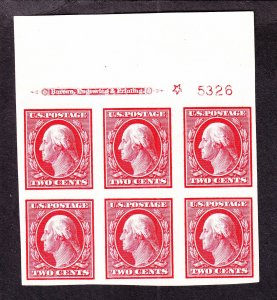 US 344 2c Washington Mint Top Plate #5326 Block of 6 w/ Star XF OG H SCV $70