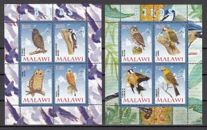 Malawi, 2008 Cinderella issue. Birds & Owl, 2 sheets of 4.