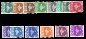 India #275-288 Cat$38.15, 1957-58 1np-90np, complete set, never hinged