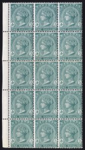 Bahamas 1896 1s Bl Green Wmk CA PERF 14 BLOCK 15 Scott 23 SG 44a MNH Cat $675++
