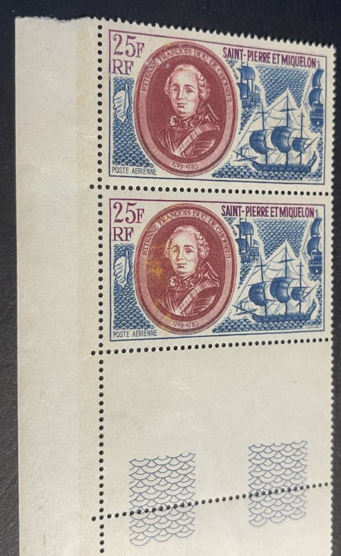 ST.PIERRE & MIQUELON # C47a--MINT NEVER/HINGED---PLATE # PAIR WITH TABS---1970