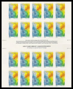 US B5a Breast Cancer imperf NDC header gutter block 20 MNH 2014