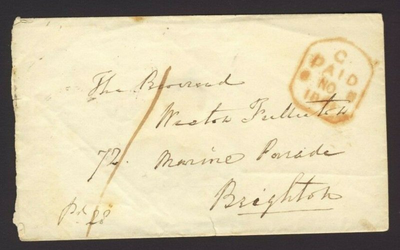 1841 Stamp-less folded cover only no letter Manuscript pd 28.Tombstone Pd + 2 BS