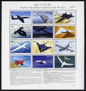 PALAU - 1996 - Spy Planes - Perf 12v Sheet - Mint Never Hinged