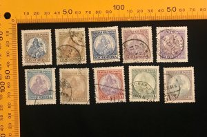 Hungary Scott 378 to 387 ( 1921- 1925 ) complete used set of 10