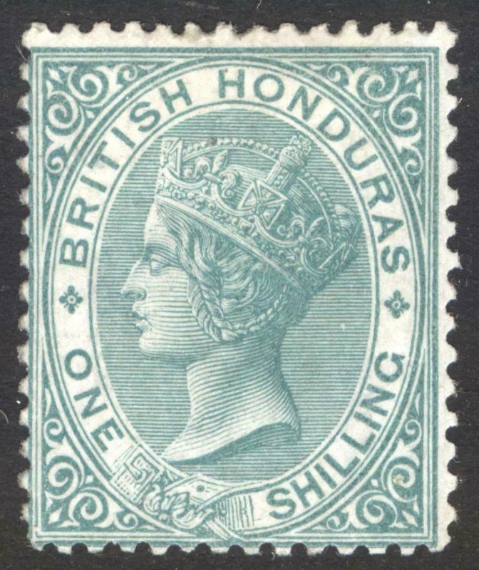 British Honduras 1877 1s Green WMK CC P14 SG 16 Scott 12 MM/MH Cat £325($400)