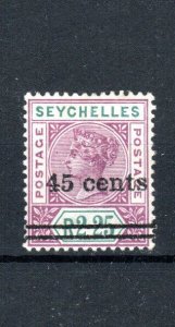 Seychelles 1902 Queen Victoria 45c on 2r.25 surcharge SG 45 MH