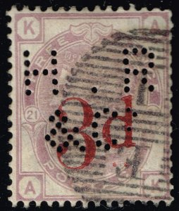 Great Britain #94 Queen Victoria; Used Perfin