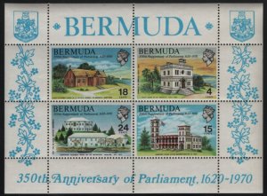 Bermuda 1970 MNH Sc 275a Buildings 350th ann Parliament Sheet of 4