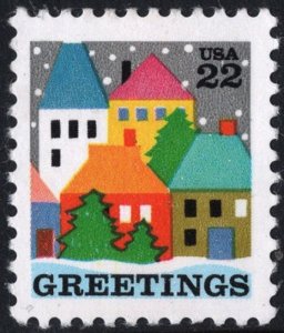 SC#2245 22¢ Christmas: Village Scene Single (1986) MNH