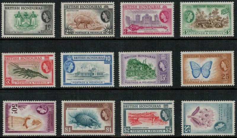 British Honduras 1953-1957 SC 144-155 MLH - Queen Elizabeth 