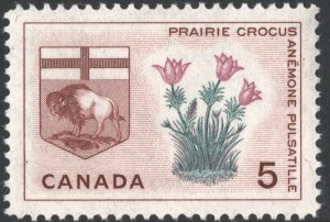 Canada SC#422 5¢ Prairie Crocus and Arms of Manitoba (1965) MLH