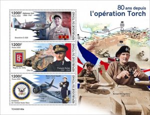 CHAD - 2022 - Operation Torch- Perf 3v Sheet - Mint Never Hinged