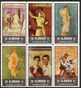 Ajman 1972 Art of Pompeii sheet of 6 MNH