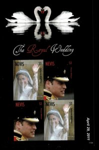 Nevis 2011 - Prince William - Sheet of 4 IMPERF Stamps - Scott #1671 - MNH