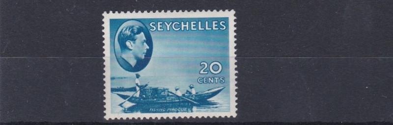 SEYCHELLES  1938 - 49  S G 140  20C BLUE           MH 