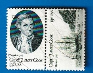 US SCOTT#1732-33 1978 CAPTAIN COOK - ATTACHED PAIR - USED