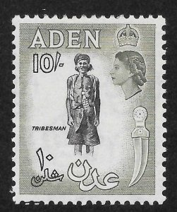 Aden Scott 60 Unused HOG - 1954 10sh Olive Gray and Black Tribesman - SCV $12.50