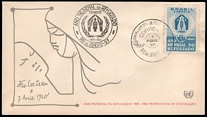Brazil C94, FDC, World Refugee Year, Jean Cocteau cachet