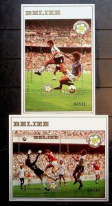 BELIZE Sc B7-8 NH 2 SOUVENIR SHEETS OF 1982 - SOCCER WORLD CUP. Sc$36