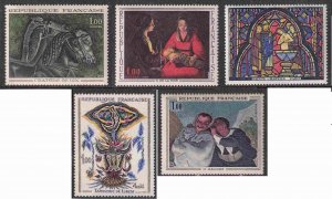France 1149-53 (mnh set of 5) art works by La Tour, Daumier, et al. (1966)