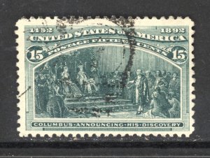 SCOTT 238 1893 15 CENT COLUMBIAN EXPOSITION ISSUE USED F-VF CAT $64!