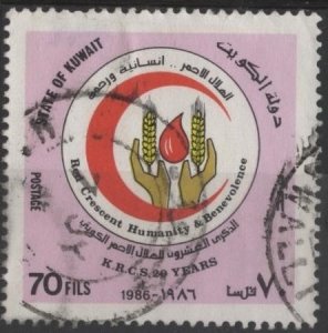 Kuwait 1009 (used) 70f Red Crescent (1986)
