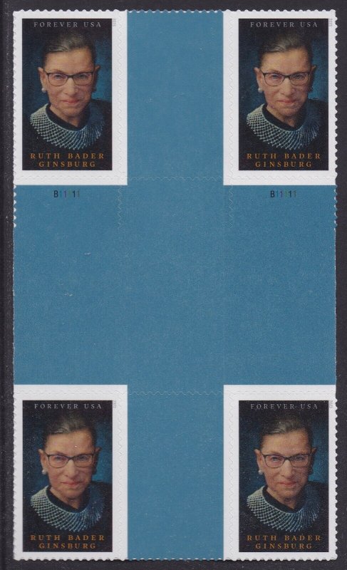 US 5821 Ruth Bader Ginsburg F cross gutter block 4 MNH 2023