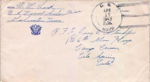 United States Texas [Section Base Br. Galveston] U.S. Navy 1943 3-bar  DPO.