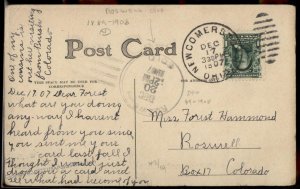 USA 1907 Colorado ROSWELL DPO Newcomerstown OH Helbock R4 Cover 94350