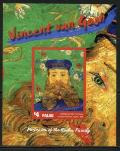 PALAU  NEVER BEFORE OFFERED RARE  VINCENT van GOGH  S/S  IMPERFORATE MINT NH 