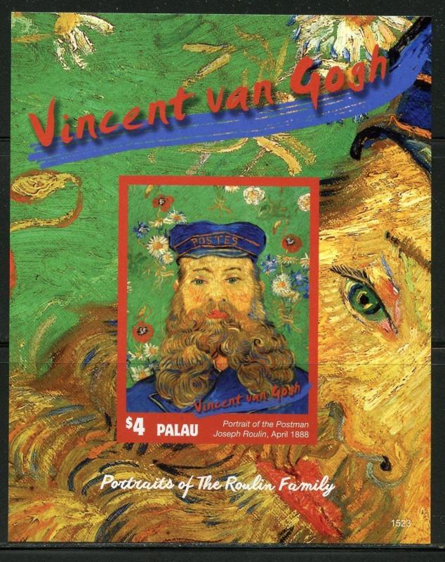 PALAU  NEVER BEFORE OFFERED RARE  VINCENT van GOGH  S/S  IMPERFORATE MINT NH 