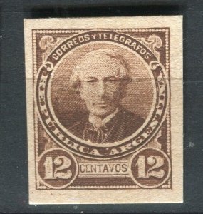 ARGENTINA; 1880s Scarce classic PROOF of Portrait Design 12c. on Thick Card