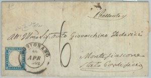 82466 - SARDEGNA - STORIA POSTALE: Sass # 15Ca su Busta da ROSIGNANO Raybaudi