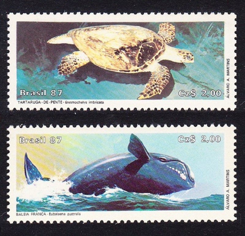 Brazil Hawksbill Turtle Right Whale Endangered Animals 1987 MNH