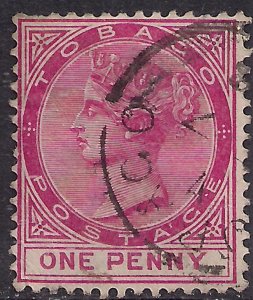 Tobago 1885 - 96 QV 1d Carmine used SG 21 ( D1250 )