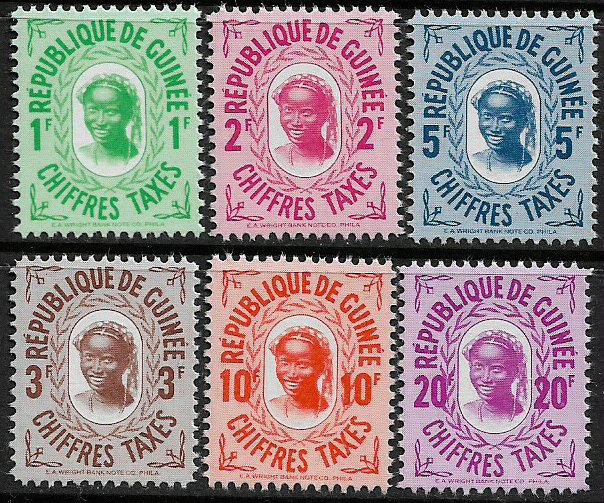 Guinea #J36-41 MNH Set - Postage Dues - Woman's Head