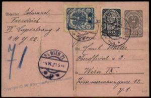 Austria 1921 Deutsch-Oesterreich Upfranked Rohrpost Pneumatic Mail Cover P 66888