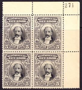 Ecuador Scott 152  VF mint OG NH plate block.