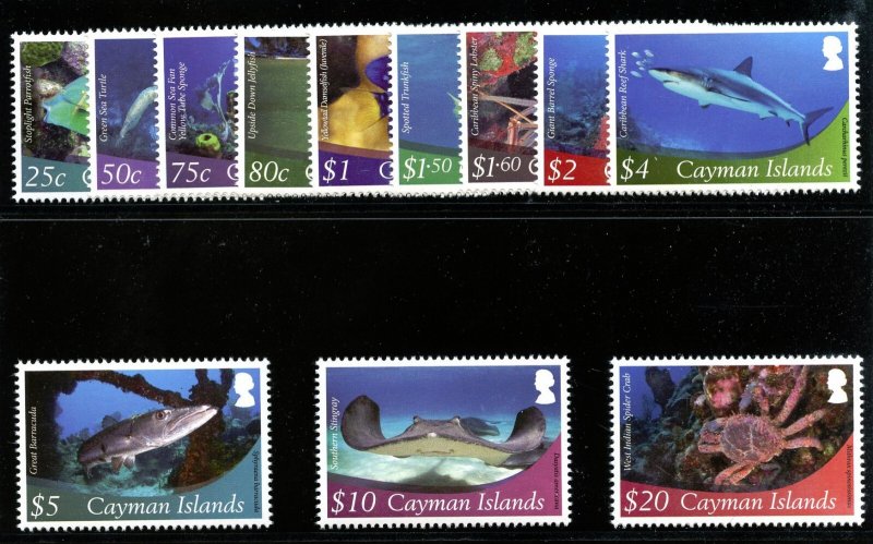 Cayman Islands 2012 QEII Marine Life set complete superb MNH. SG 1284-1295.